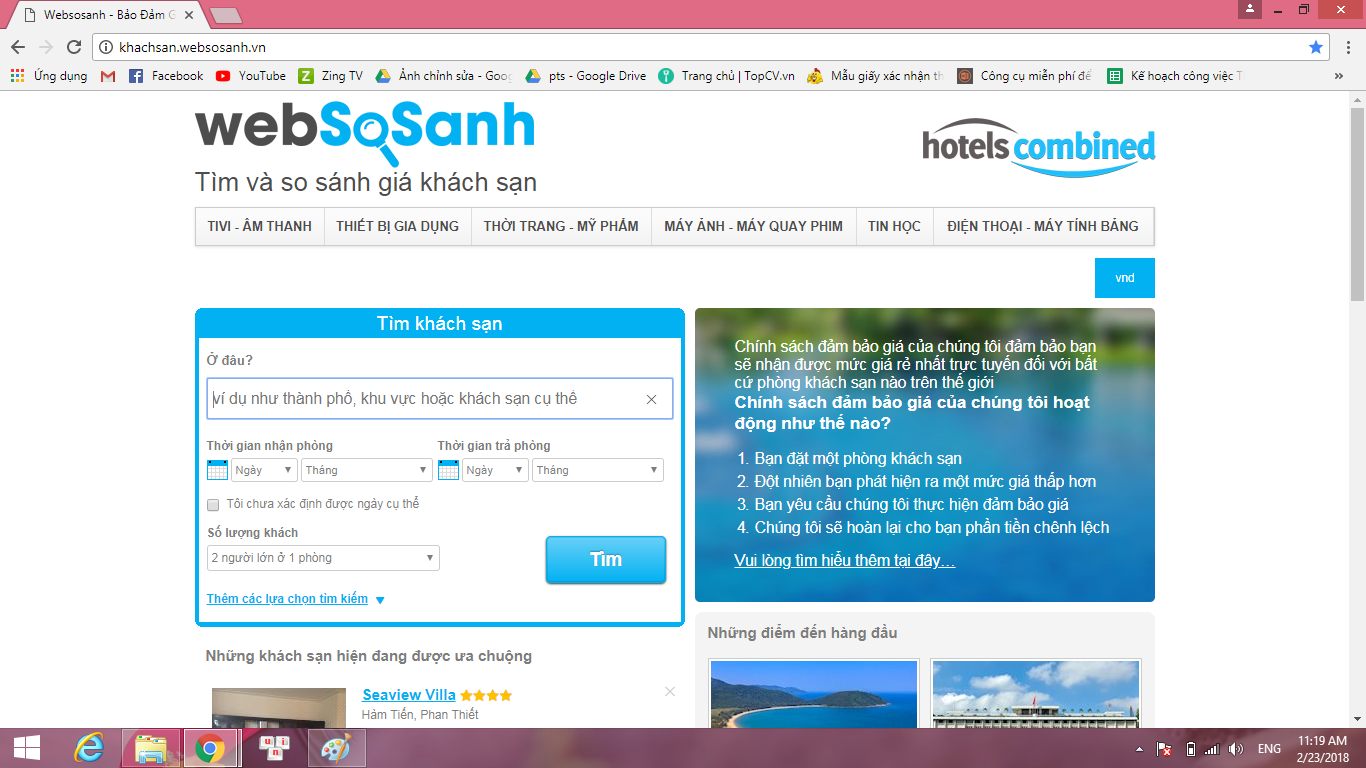 Websosanh.vn sẽ giúp ích cho du khách trong việc so sánh giá phòng khách sạn