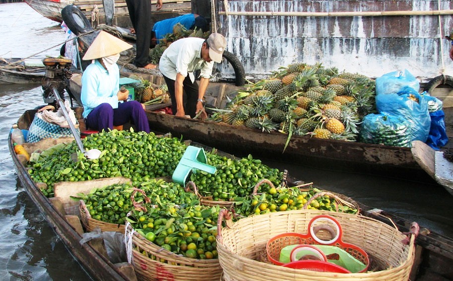 Tấp nập chợ nổi Cái Bè