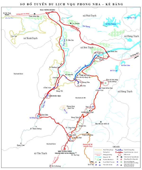 Sơ đồ tuyến du lịch Phong Nha Kẻ Bàng