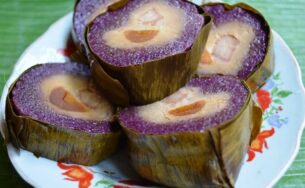 Bánh tét lá cẩm của dòng họ Huỳnh