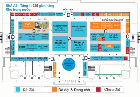 Sơ đồ các gian hàng khu Hội chợ Du lịch Quốc tế Việt Nam - VITM 2014